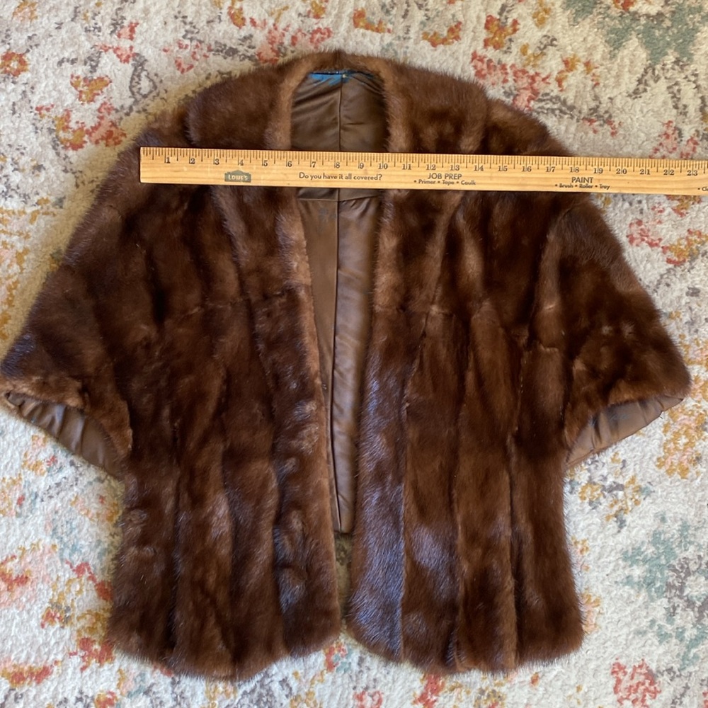 Vintage Brown Mink Fur Capelet Shawl Wrap One Size Luxury Evening Jacket - Picture 12 of 12